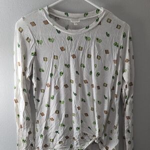 Avocado Print Long Sleeve Tee - White